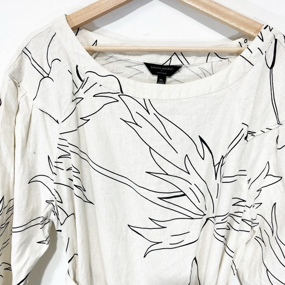 Banana Republic Linen Blend Tie-Waist Top Stone Washed Career Office Size XL - Picture 3 of 11